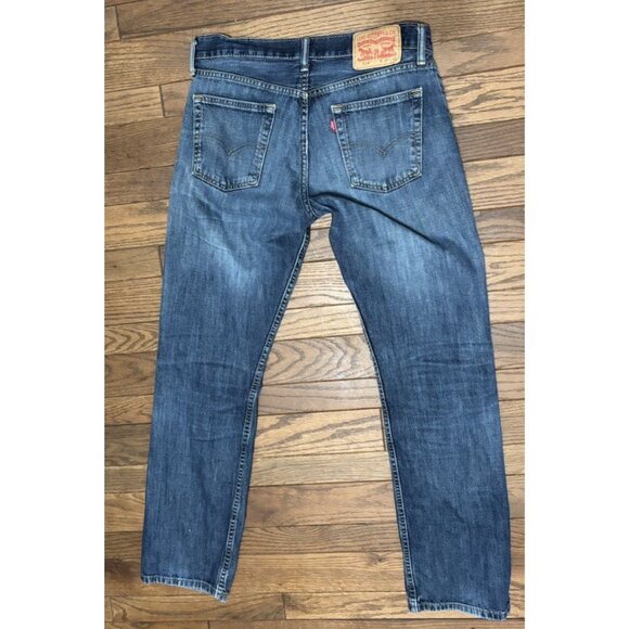 Levi's 514 Jeans Mens 32x32 Blue Slim Straight Distressed Denim Ripped Zip Fly - Picture 6 of 9